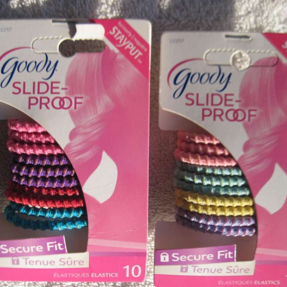 20 Goody Stay Put Ponytailer Elastic Hair Bands -2 Packs 10 Pastel - 10 Vibrant